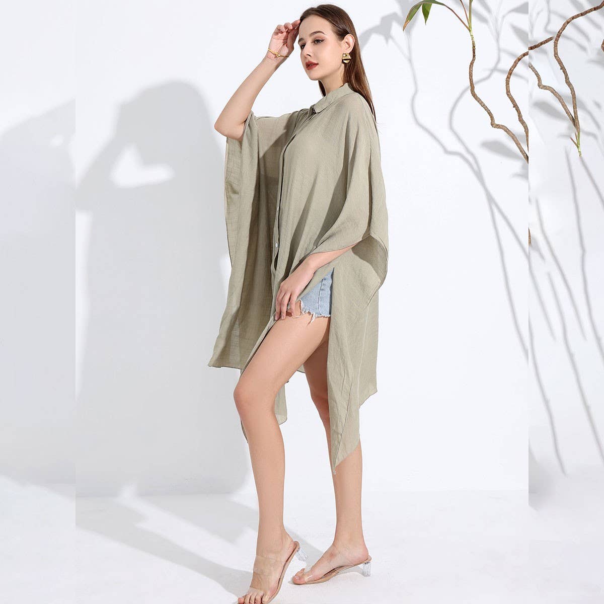 Bamboo Cotton Beach Shawl Sun Protection Cardigan_CWMM6303