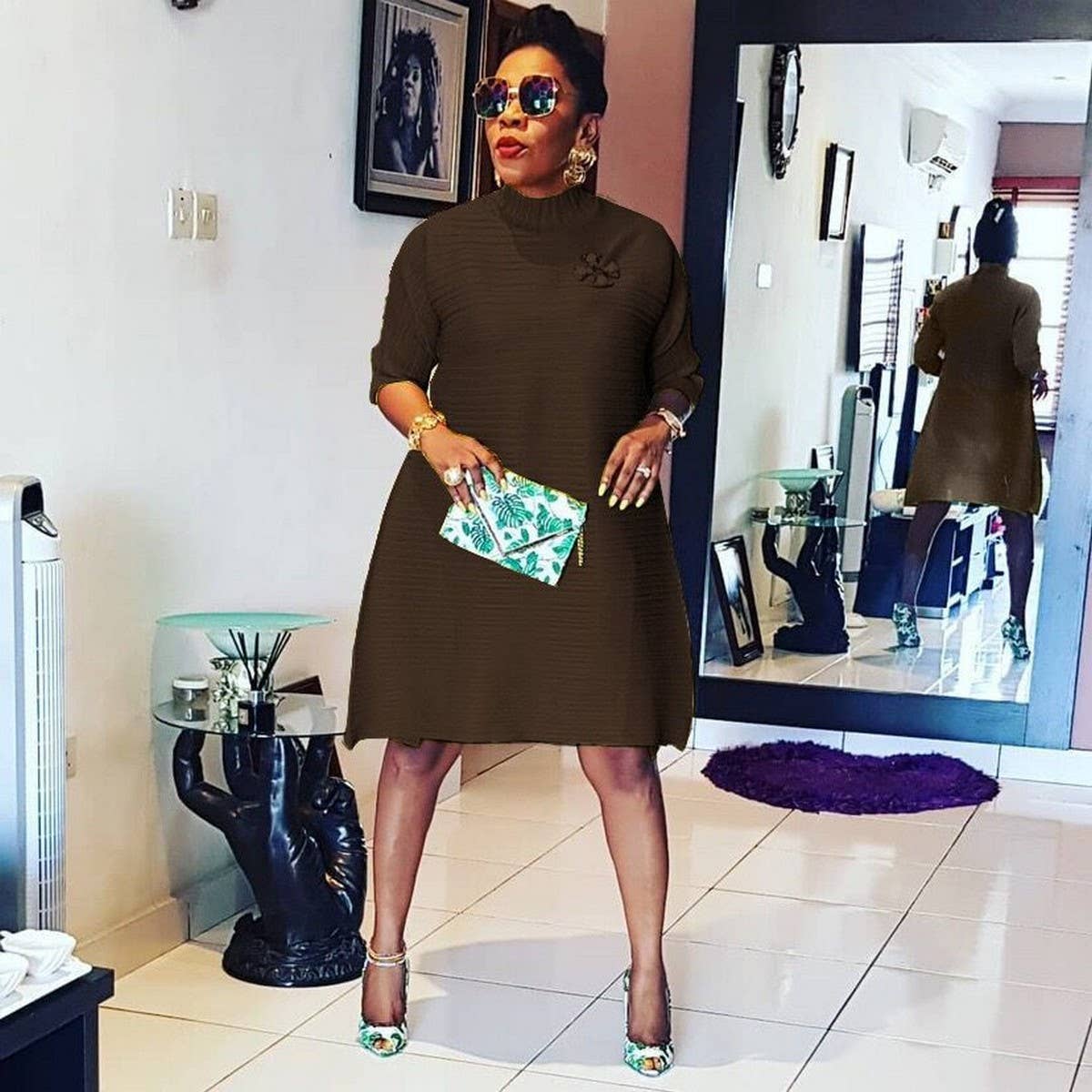 TEMPERAMENT SOLID COLOR FASHIONABLE PLUSSIZE DRESS