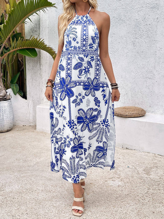 Neckline and backless by the seaside long, dress