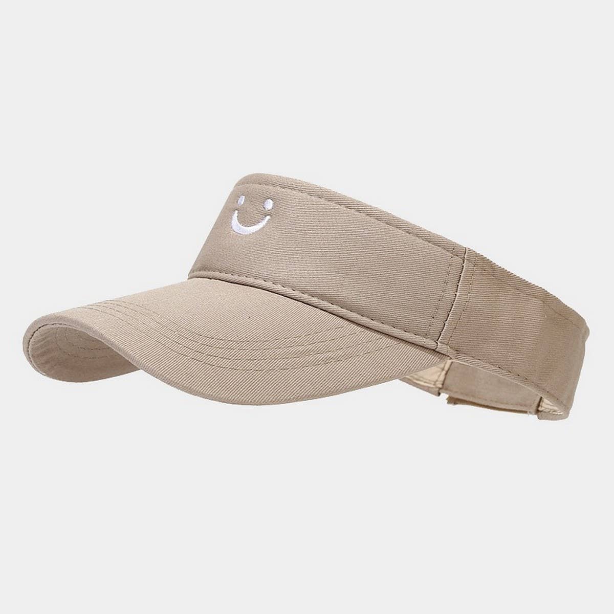 Cute Smile Embroidered Visor - Summer Sun Hat_CWAH3289