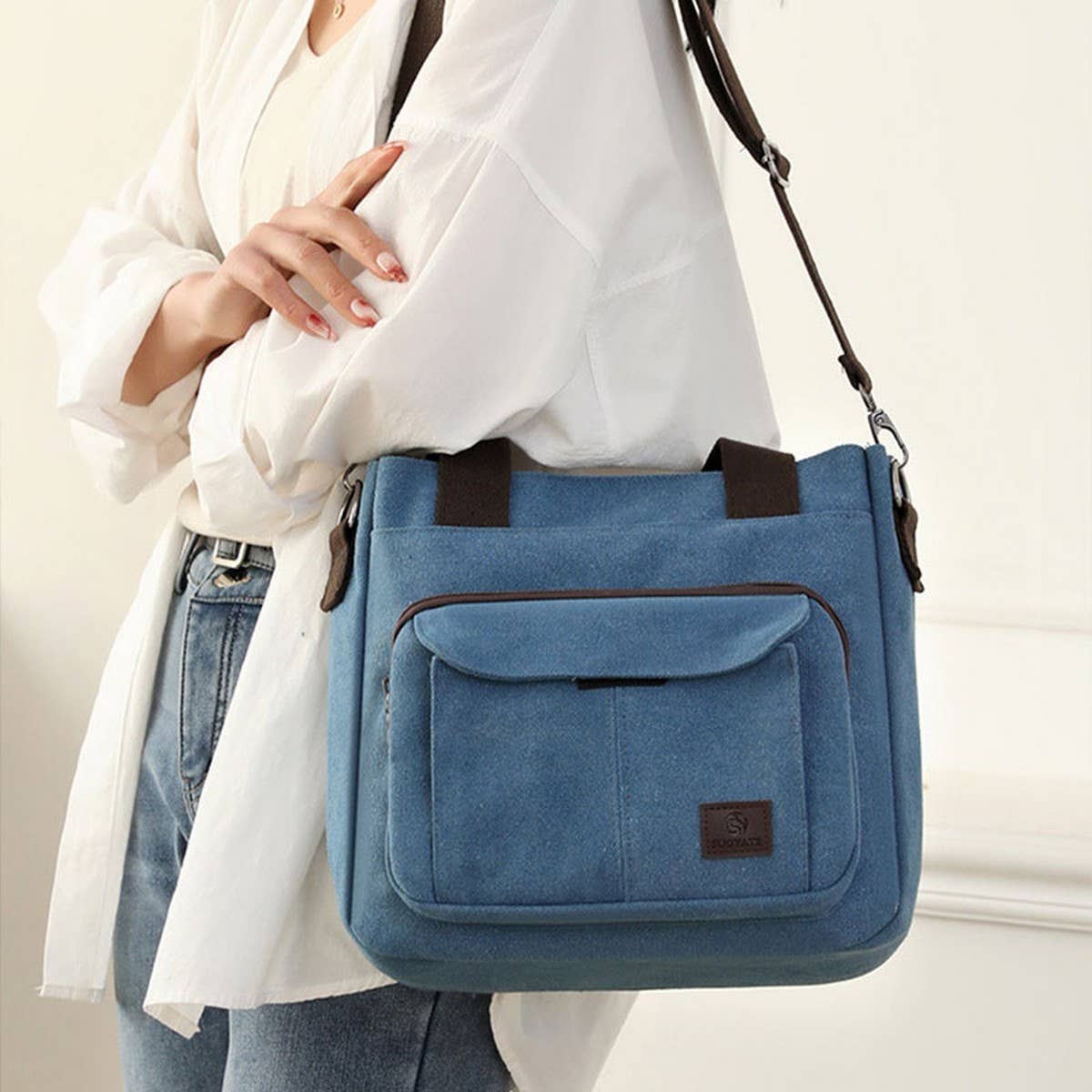RETRO CASUAL CANVAS SHOULDER MESSENGER BAG_CWAB3483