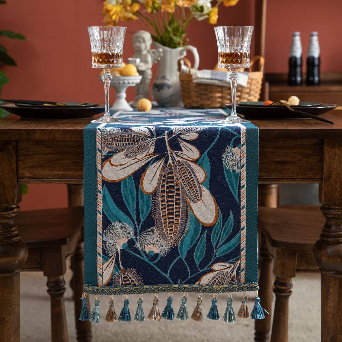 CONTRAST FABRIC FESTIVE TABLECLOTH