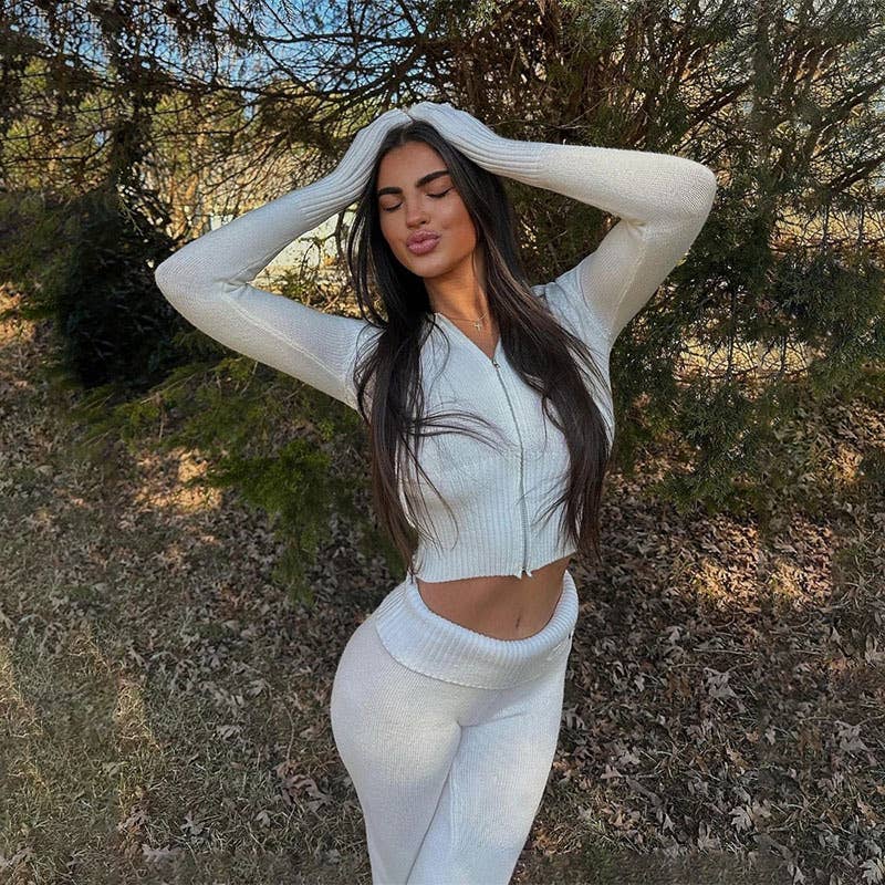 SEXY HIGH-WAISTED LONG SLEEVE PANTS TWO-PIECE SET