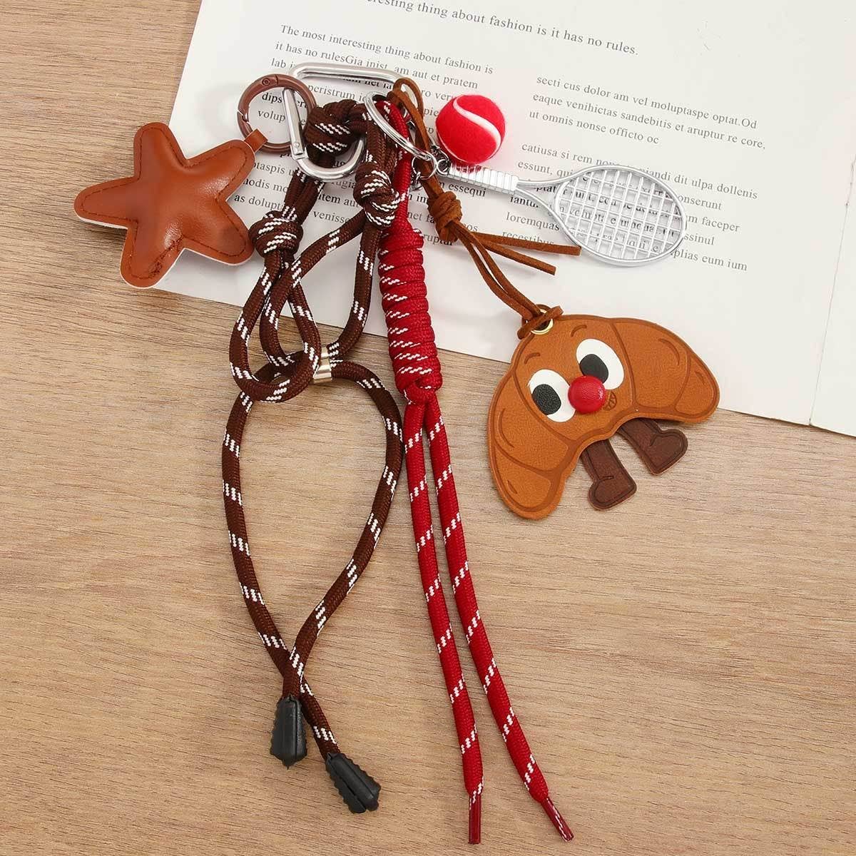 Quirky Leather Monster Keychain with Red Nose_CWMM7631