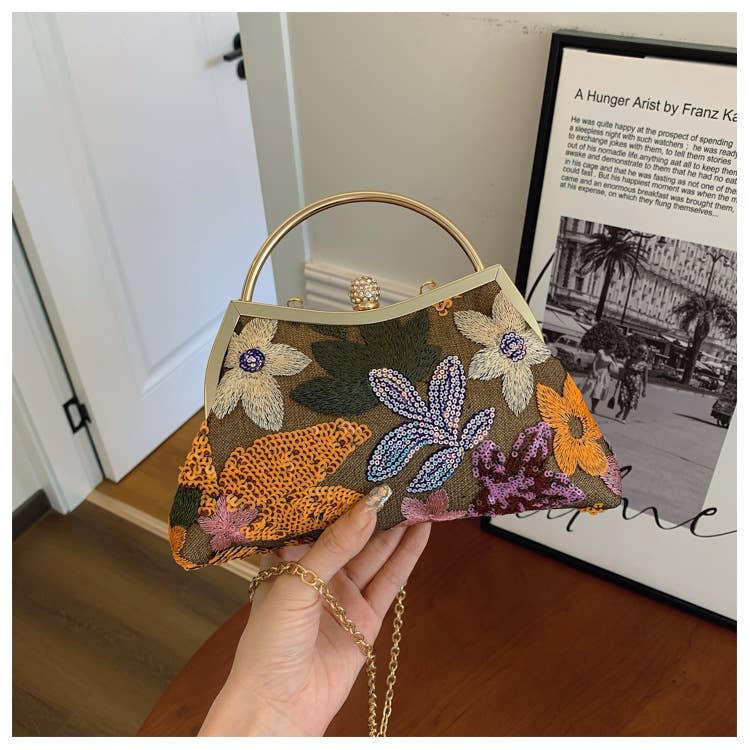 Chinese-style fashionable sequined flower handbag