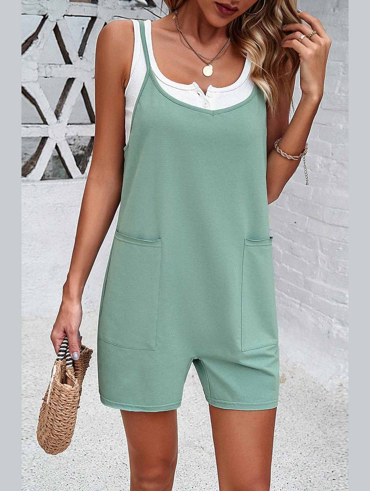 CASUAL SOLID COLOR SUSPENDER JUMPSUIT_CWSJS0327