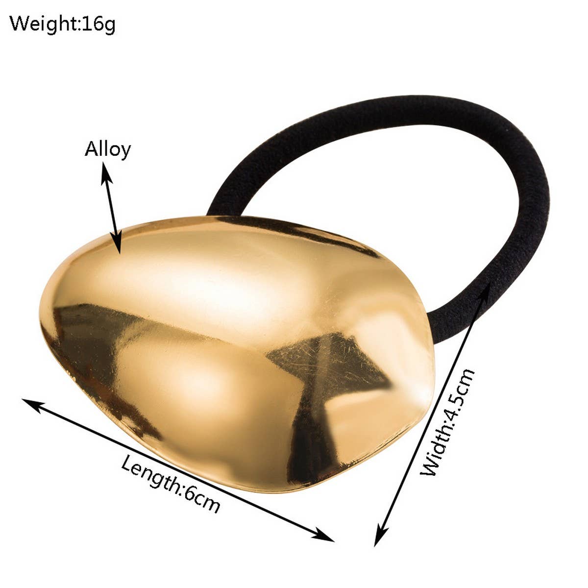 Geometric Oval Metal Stripe Elastic Hair Tie