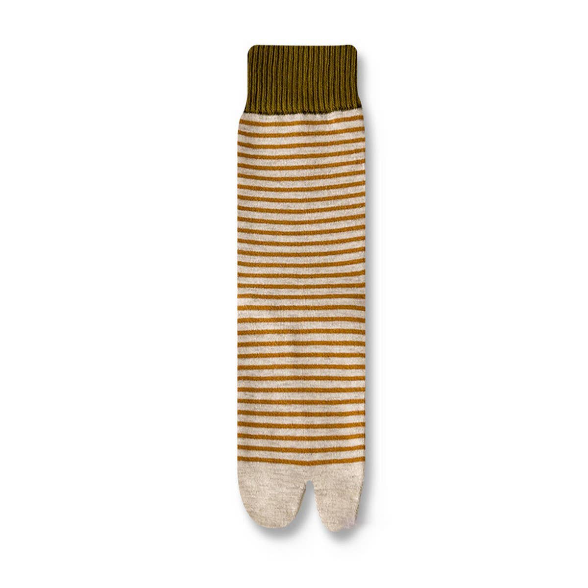 CWMM10097_WOMEN STRIPED SPLIT TOE CREW SOCKS TABI STYLE