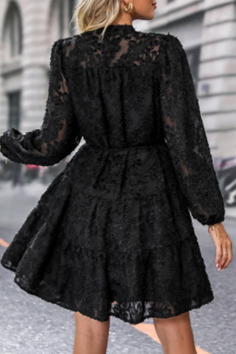 CWDSD6524_SPRING AUTUMN PERSPECTIVE LONG-SLEEVED DRESS