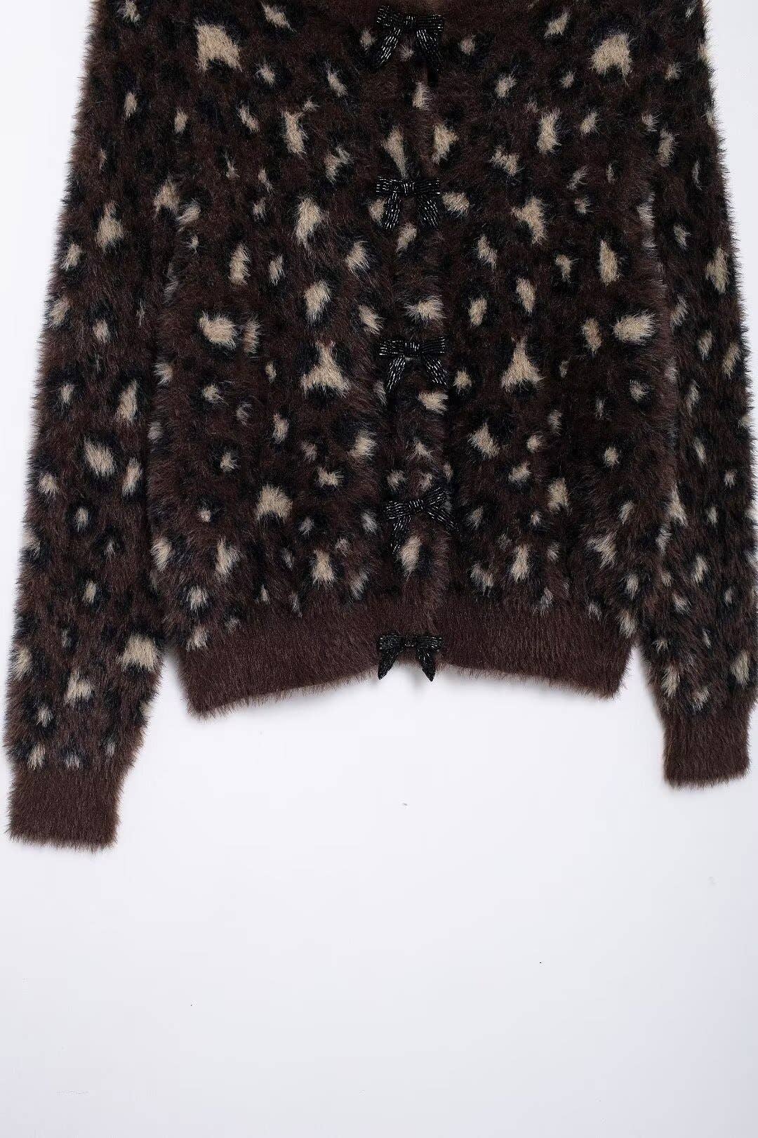 VINTAGE JACQUARD BOW KNIT CARDIGAN JACKET