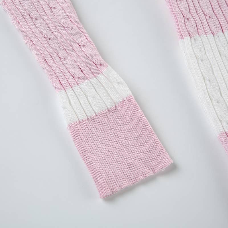 V-NECK SLOUCHY TWIST FEATURE STRIPED SWEATER