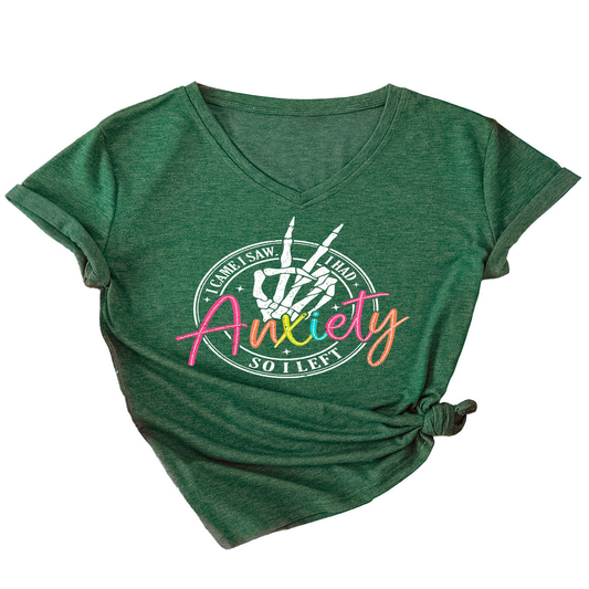 Trendy V-Neck Tee ? I Came I Saw Print