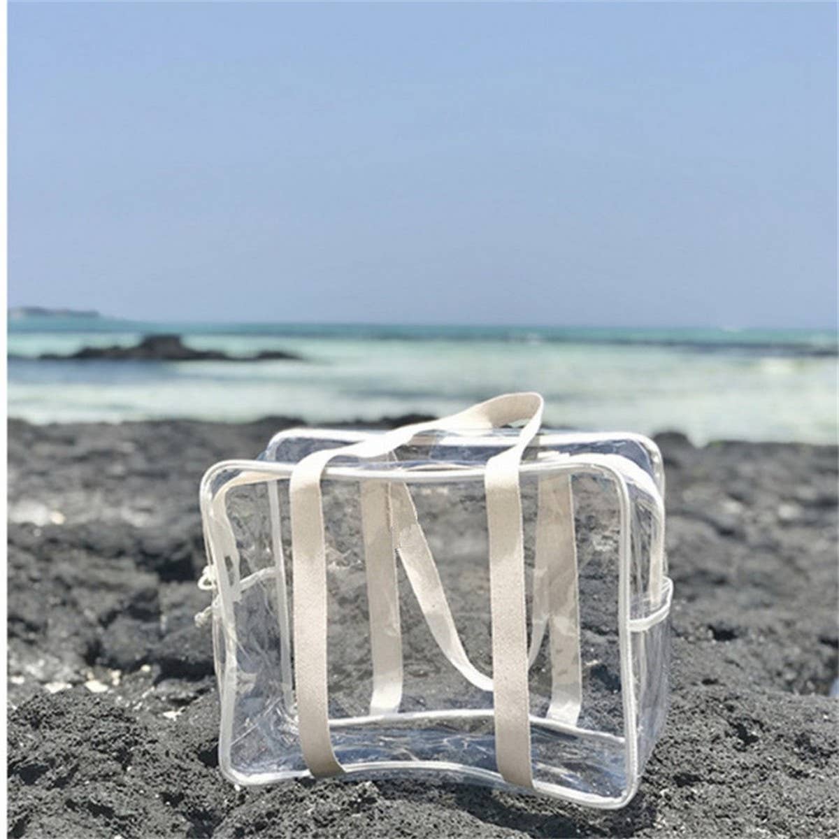 TRANSPARENT BEACH BAG WITH COLORFUL SHOULDER STRAPS_CWAB1923