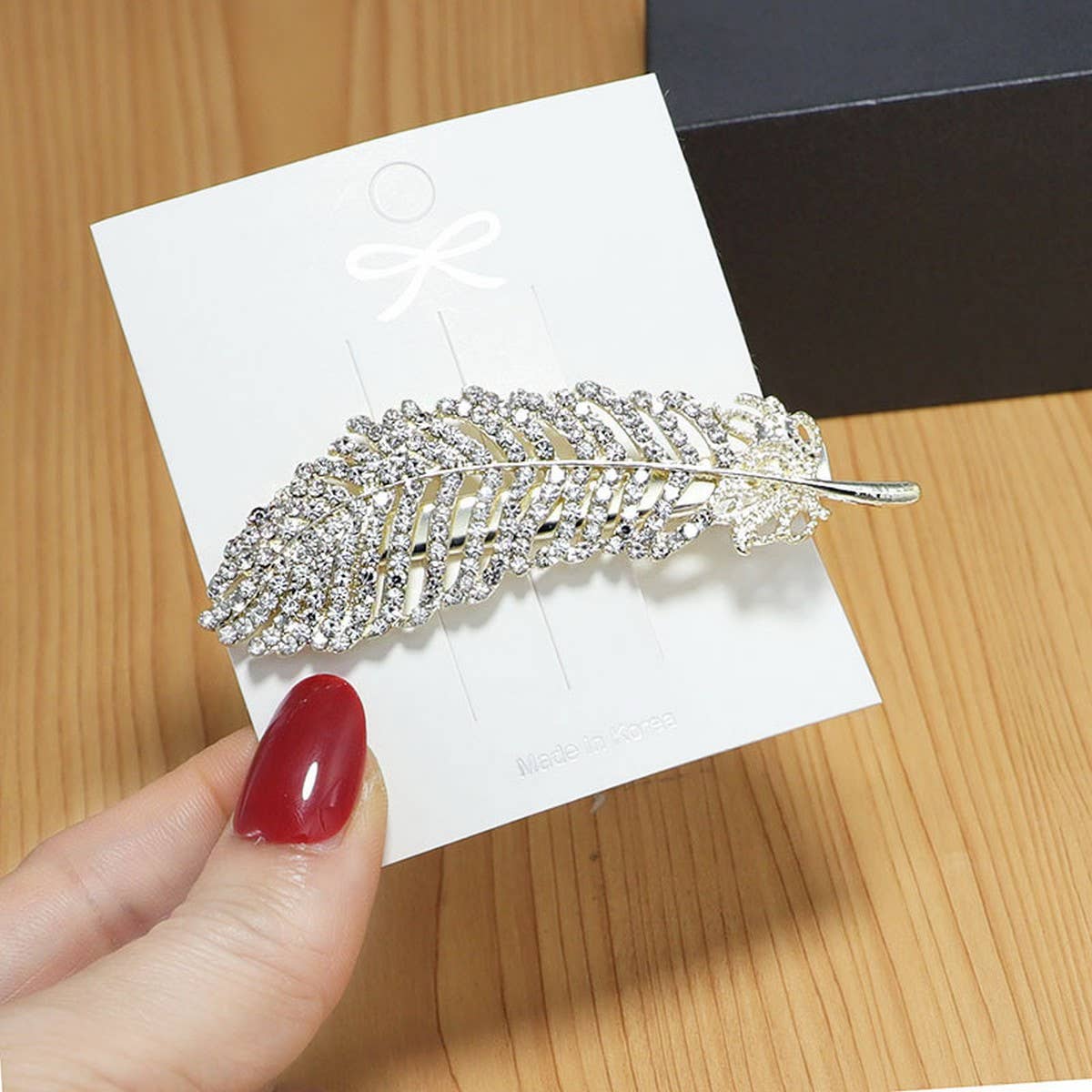 Pearl Feather Hair Clip, Gold Frog Buckle Side Pin_CWAHA4704