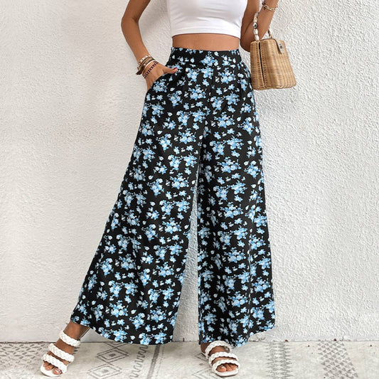 Printed loudspeaker pendant wide-leg pants