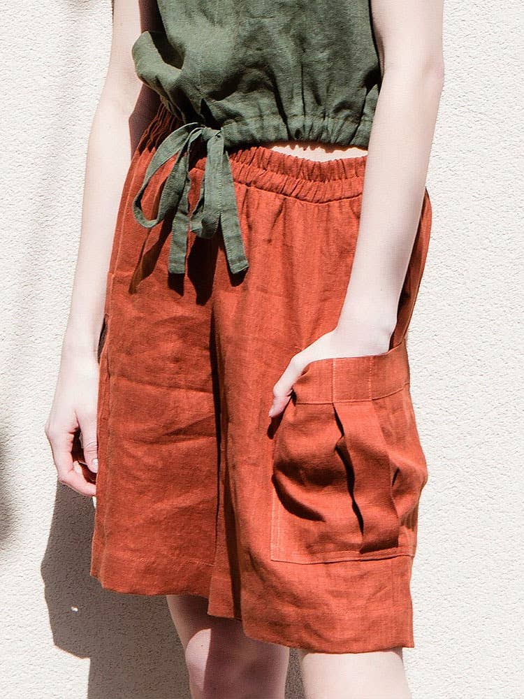 WASHED COTTON AND LINEN OVERALLS