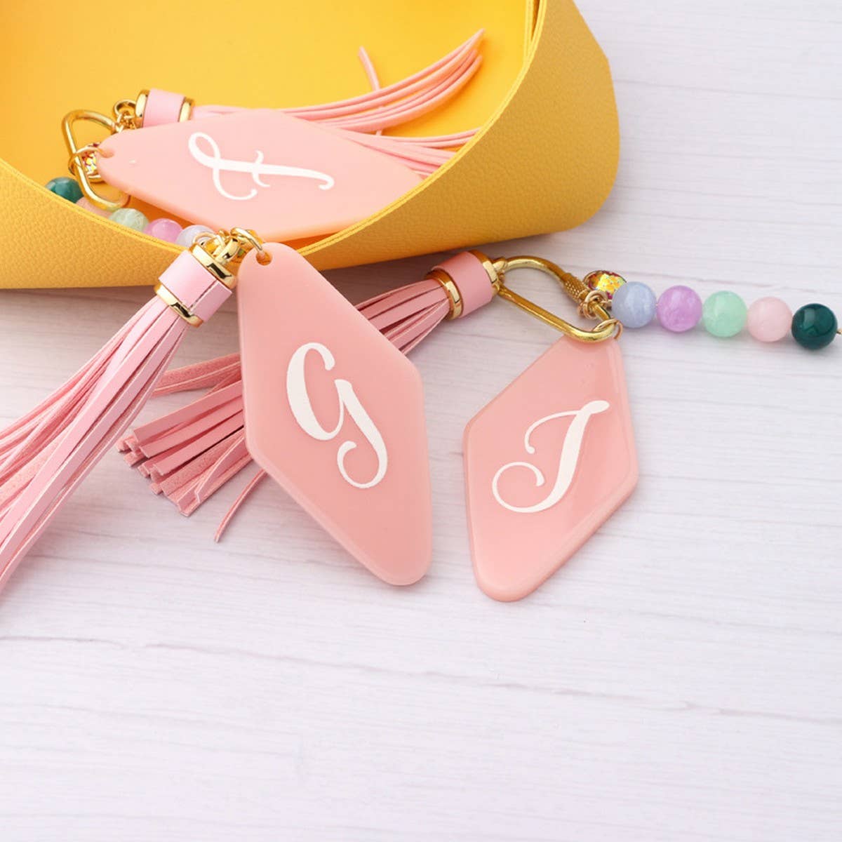 Geometric Acrylic Letter Bag Charm Keychain