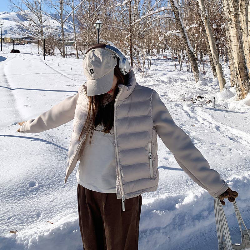 Slim short cotton jacket patchwork jacket