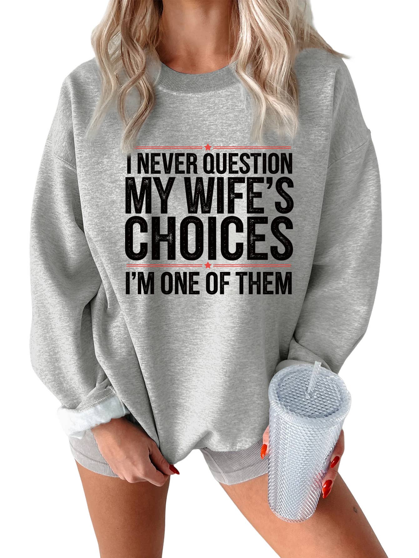 i never question printed thickened sweatshirt