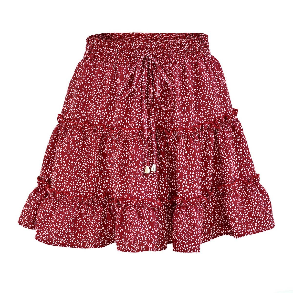 WOMEN'S HIGH WAIST RUFFLED FLORAL SKIRT_CWAB4791