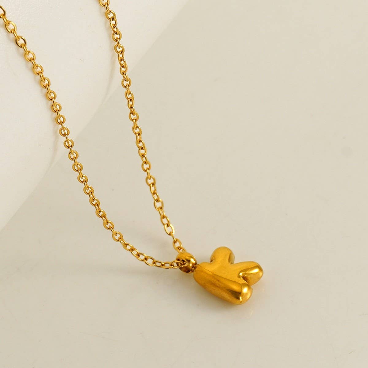 CWAJE1939_Mini Simple Bubble Letter Necklace,Gold