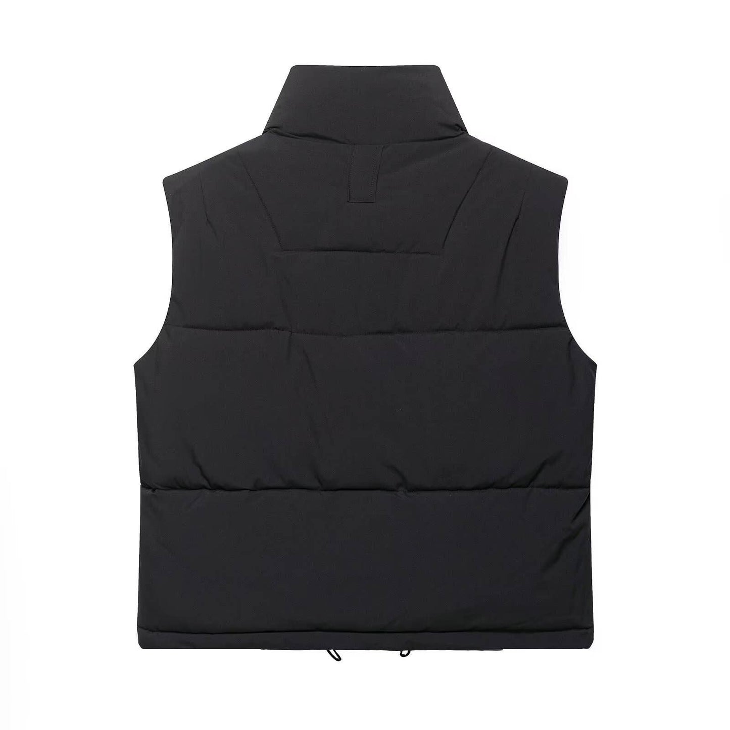 Simple sleeveless stand-up collar zip-up vest