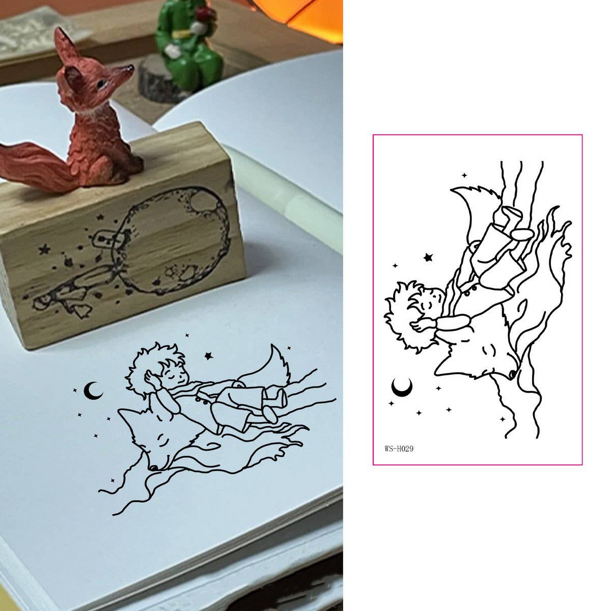 Prince Boy Rose Fox Planet Tattoo Stickers_CWMM8267