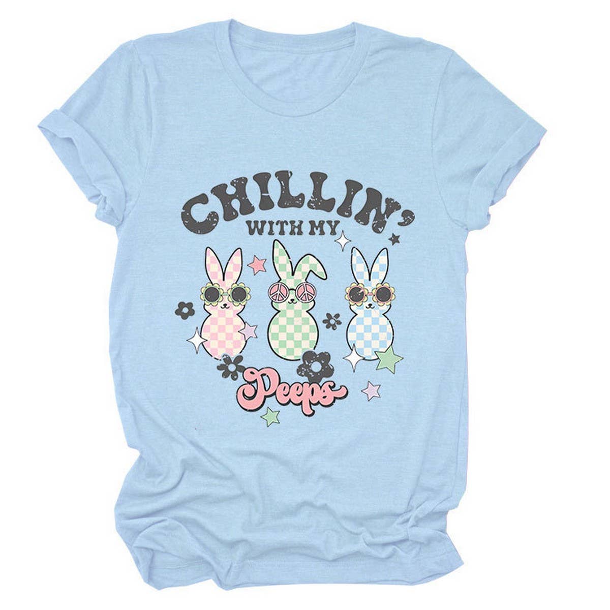 EASTER CUTE BUNNY LOOSE COMFORT SHORT SLEEVE TEES_CWTTS0867