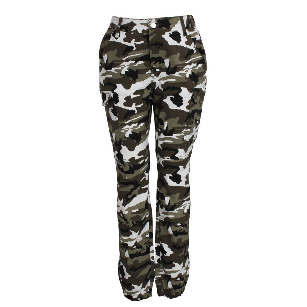 WOMENS SLIM FITTING CAMOUFLAGE PRINTED PANTS_CWBLP0383
