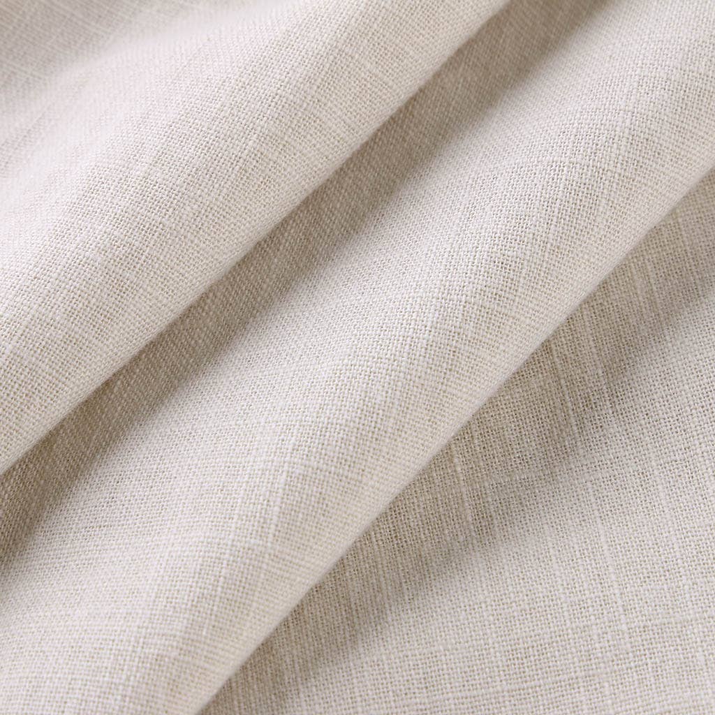 Rivet laced cotton linen long-sleeved dress