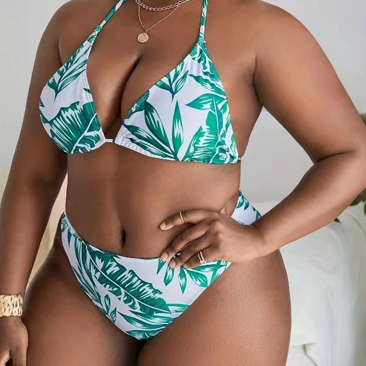 PLUS SIZE BIKINI PRINTED ONE-PIECE SWIMSUIT SET_CWMW0599