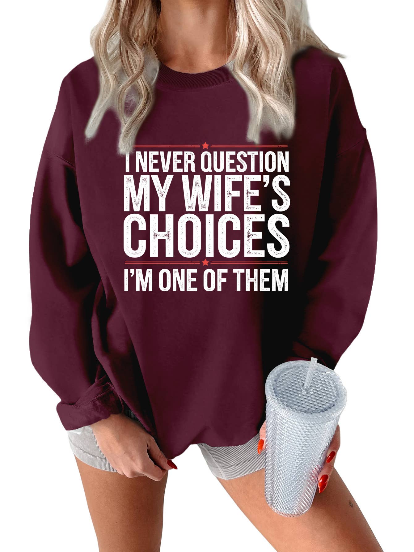 i never question printed thickened sweatshirt
