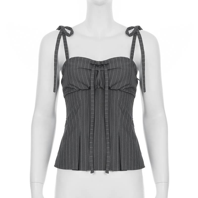 Striped irregular slim-fit suspenders