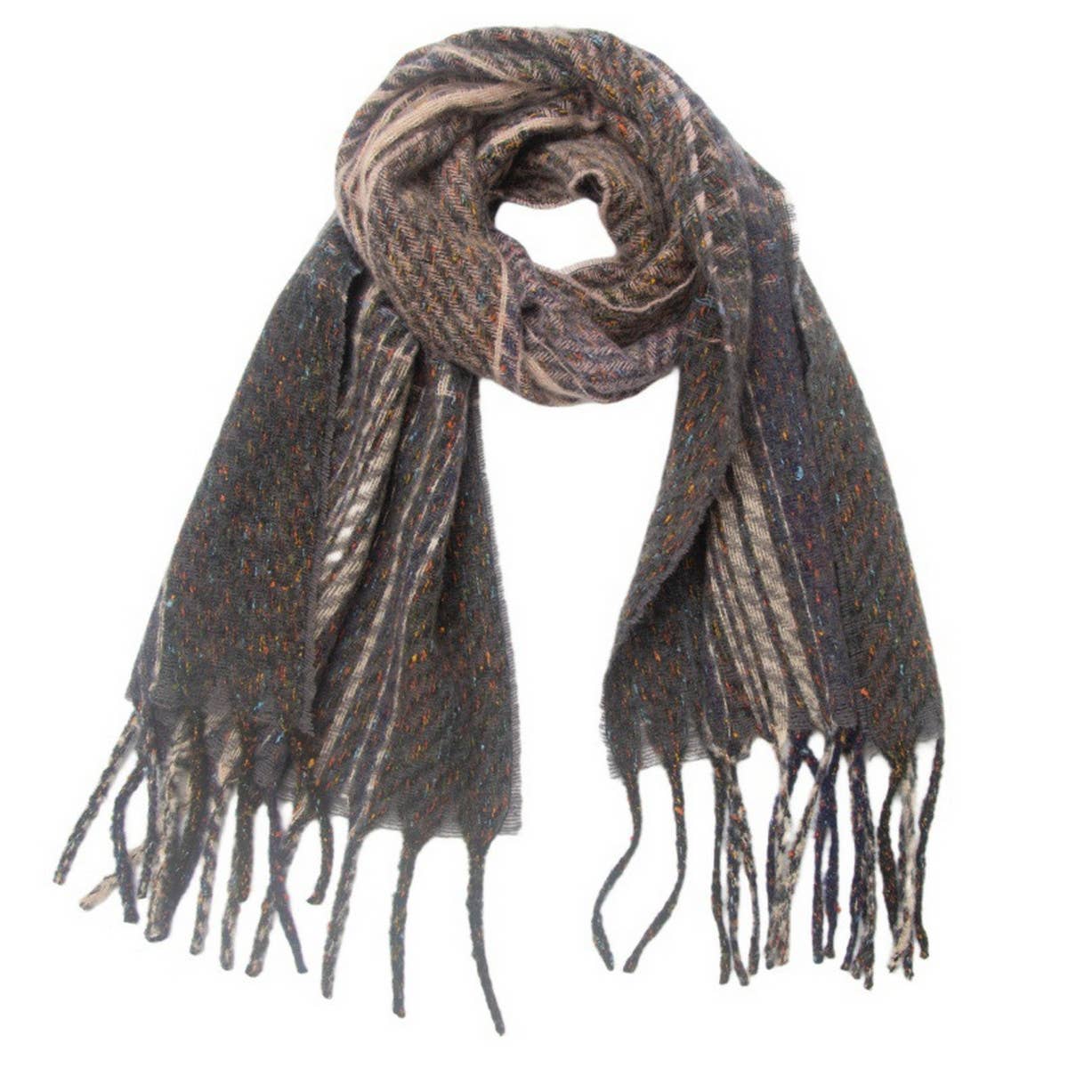 Gradient Fringe Scarf ? Fall/Winter Jacquard Wrap