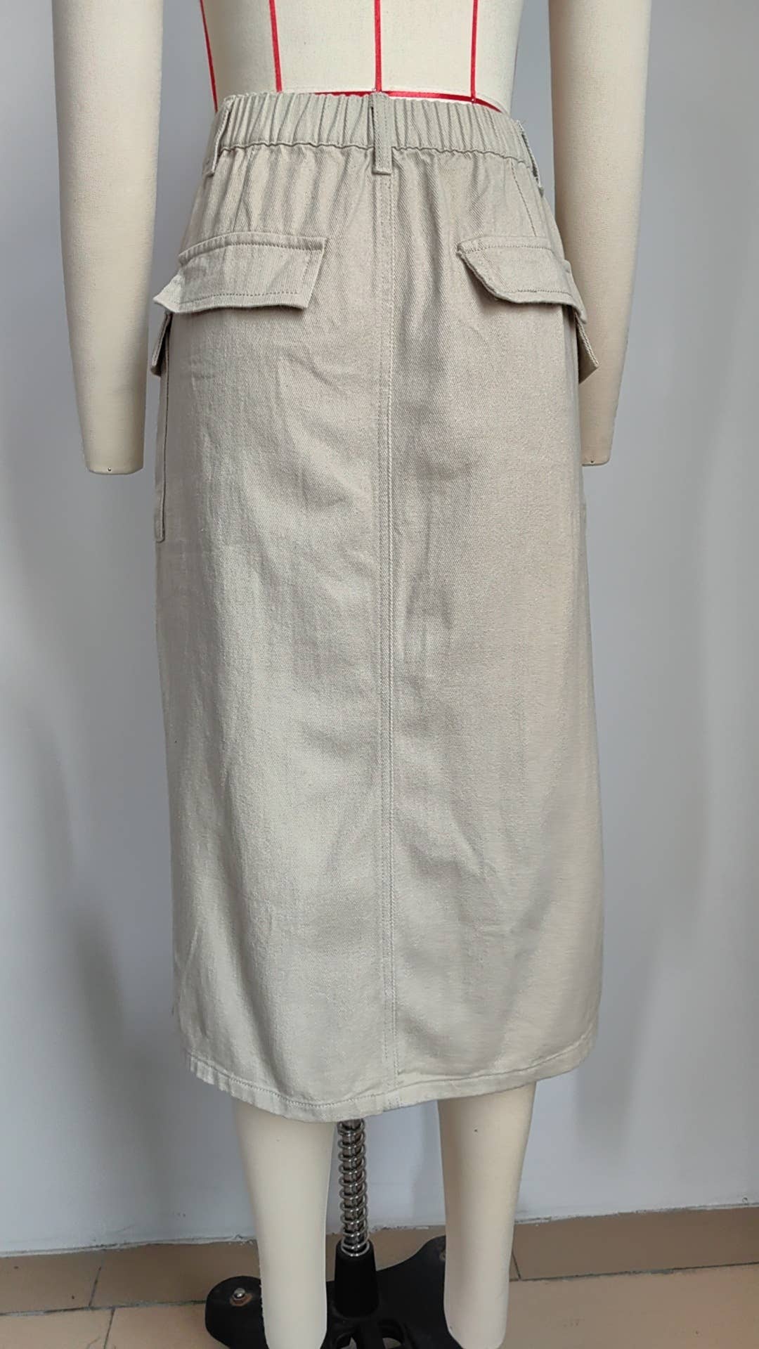 LACE-UP CARGO DENIM SLIT SKIRT