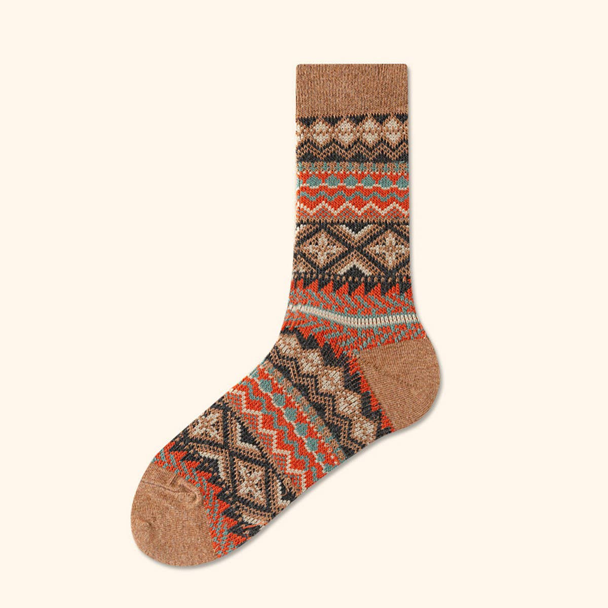 CWMS02727_VINTAGE TRIBAL DIAMOND STRIPE LONG SOCKS
