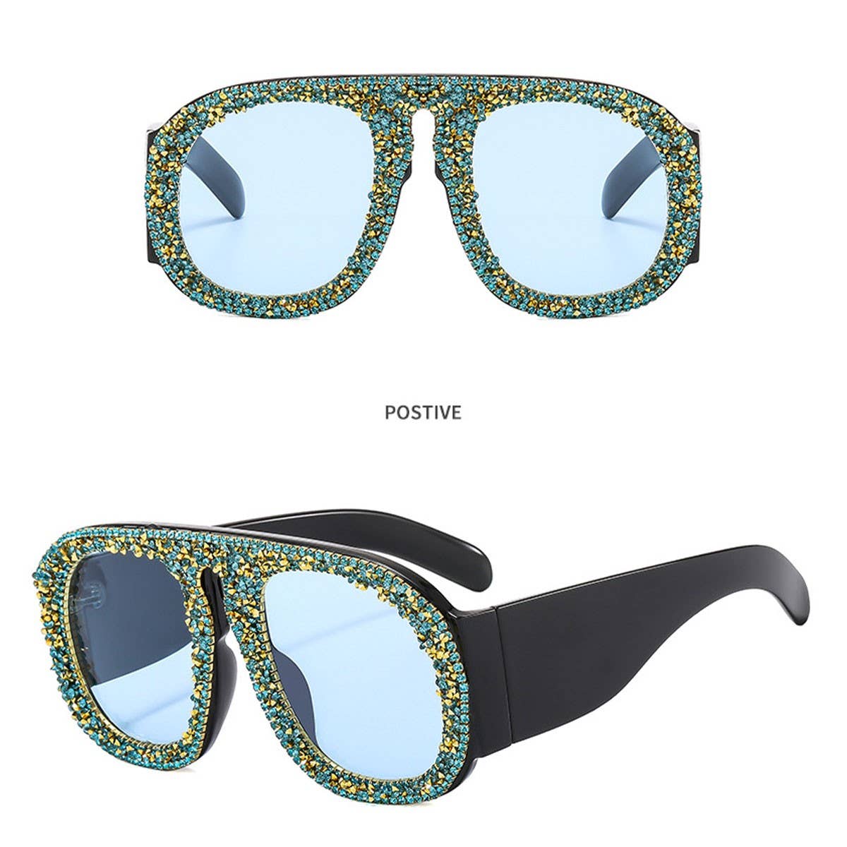 LUXURY DIAMOND-STUDDED LARGE FRAME SUNGLASSES