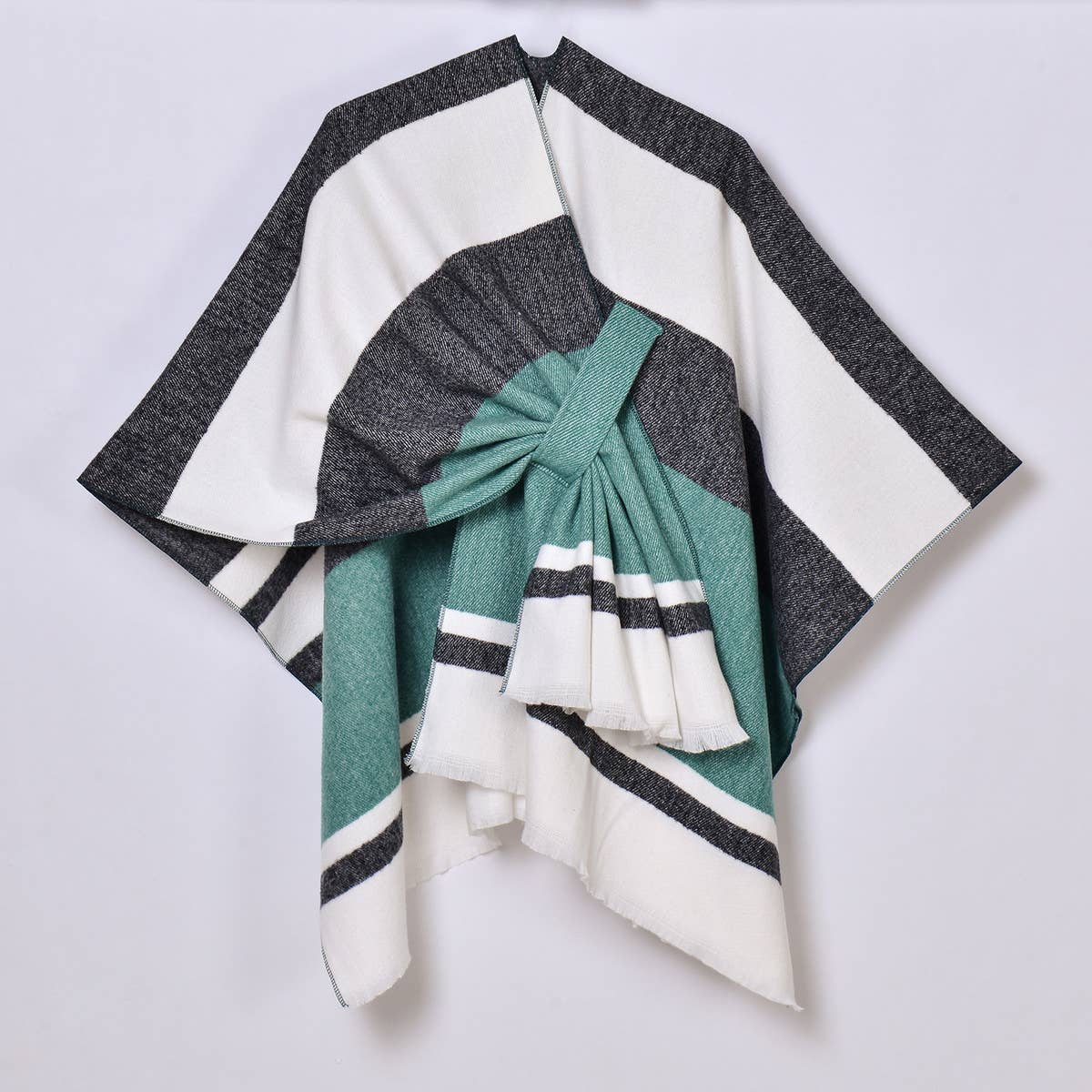 SIMPLE AND LONG WARM TASSEL SIDE STRAP SHAWL