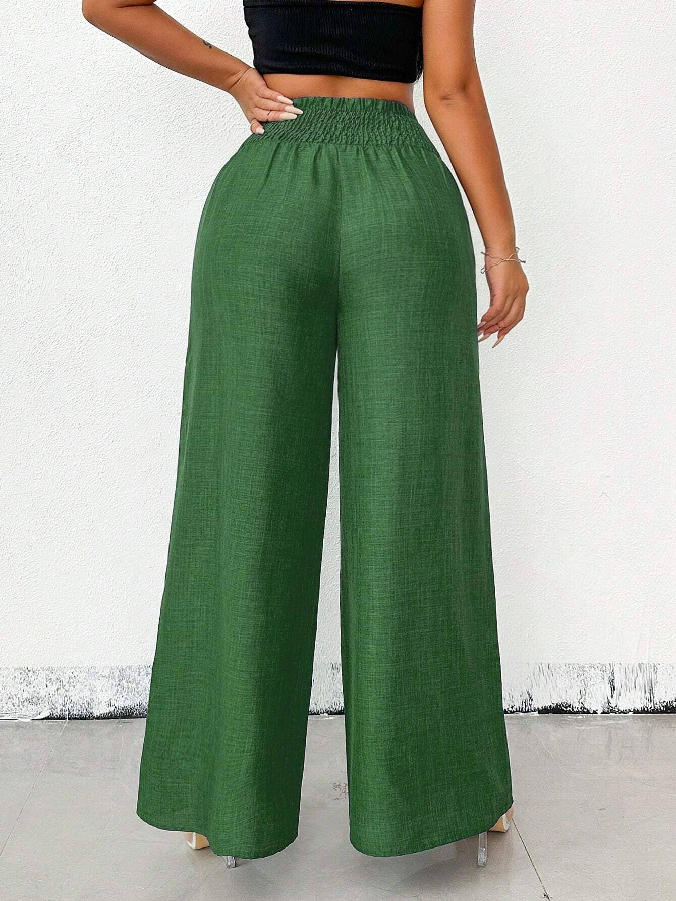 Stylish retro high-waisted slacks with wide legs