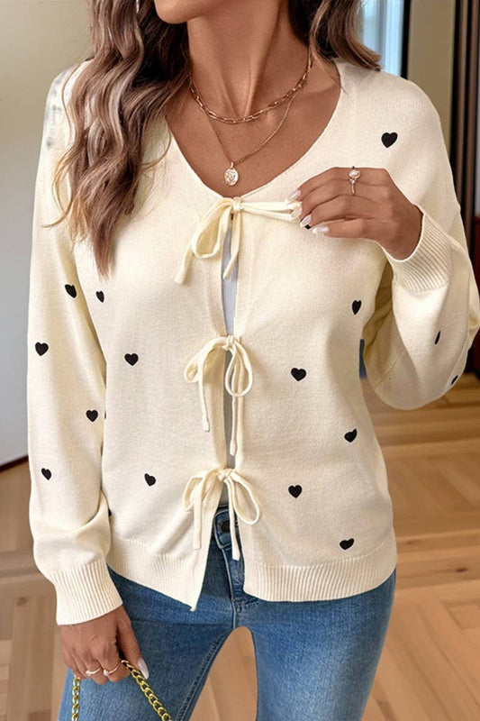 CWOCAL00586_CUTE HEART V-NECK TIE FRONT CARDIGAN SWEATER