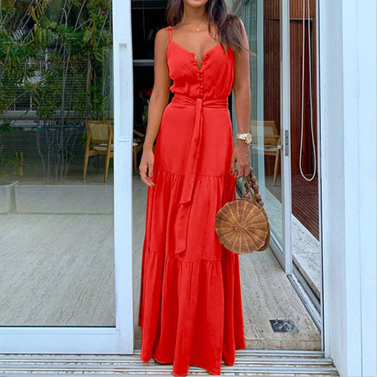 Fashionable and elegant halter long dress