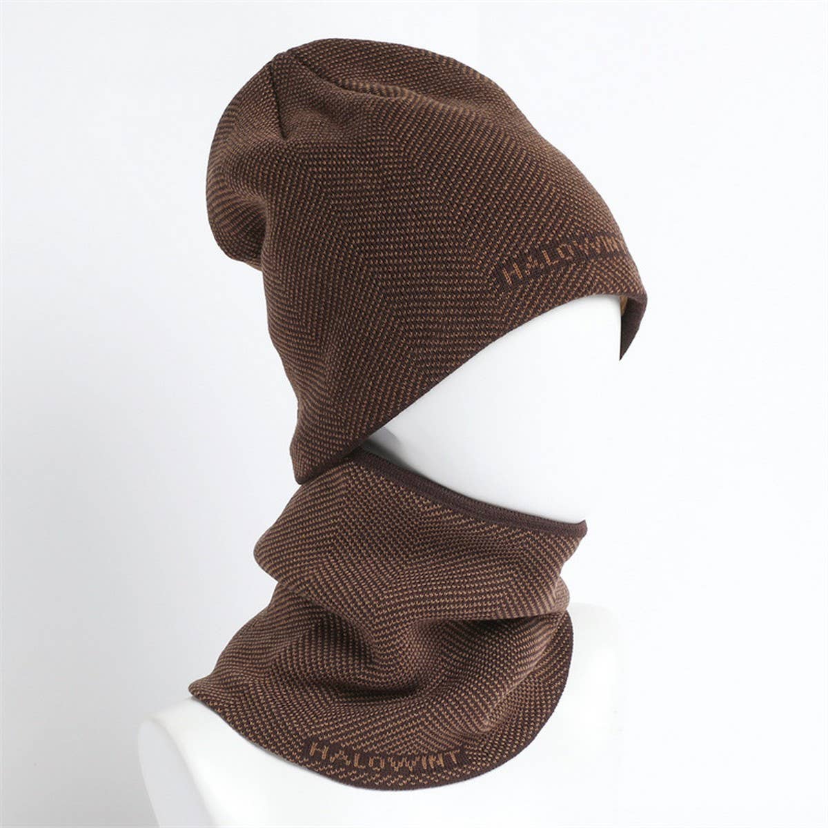HERRINGBONE HOOD AND SCARF TWO-PIECE SET