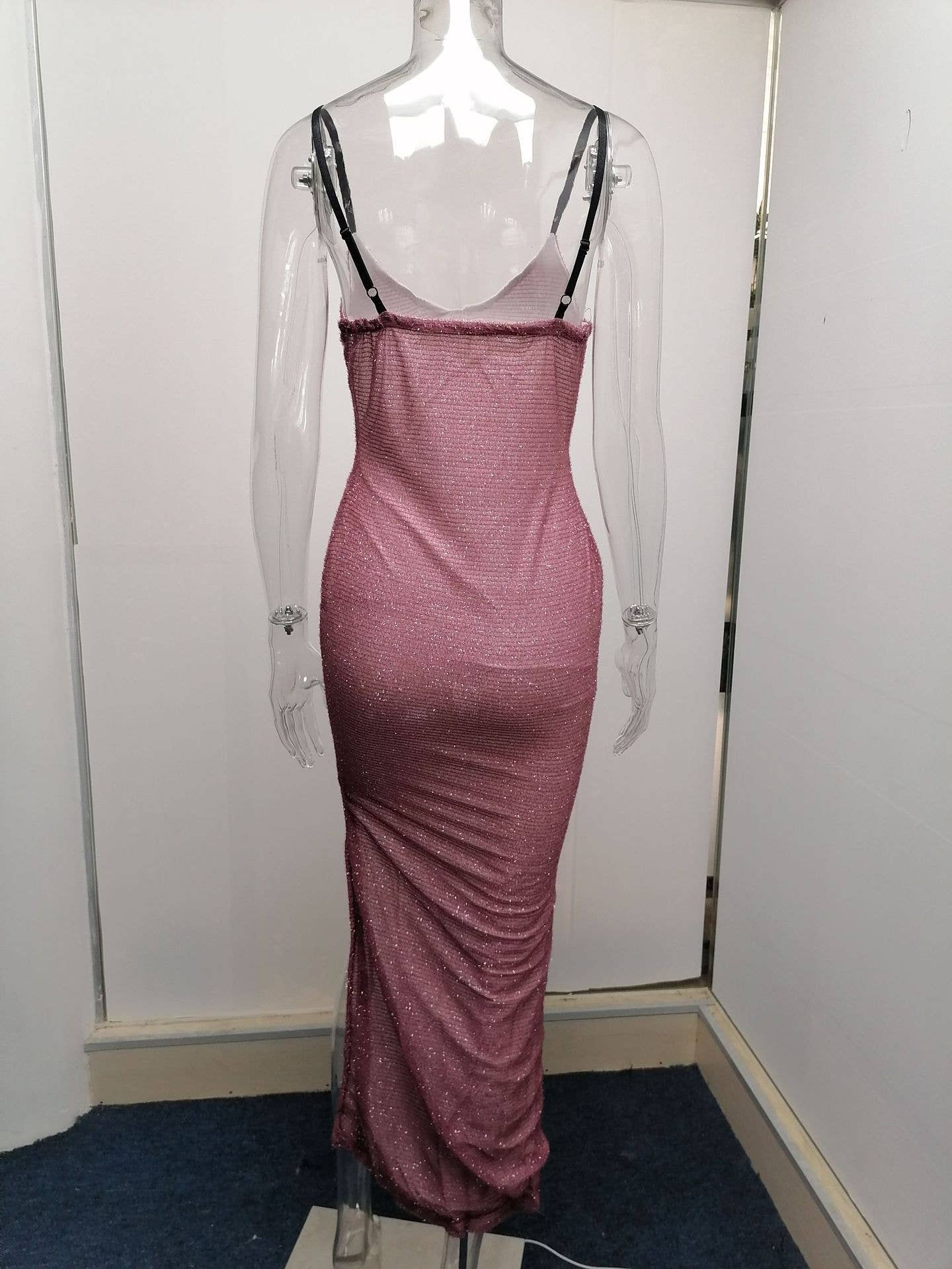 Sexy slit high-waisted halter V-neck dress