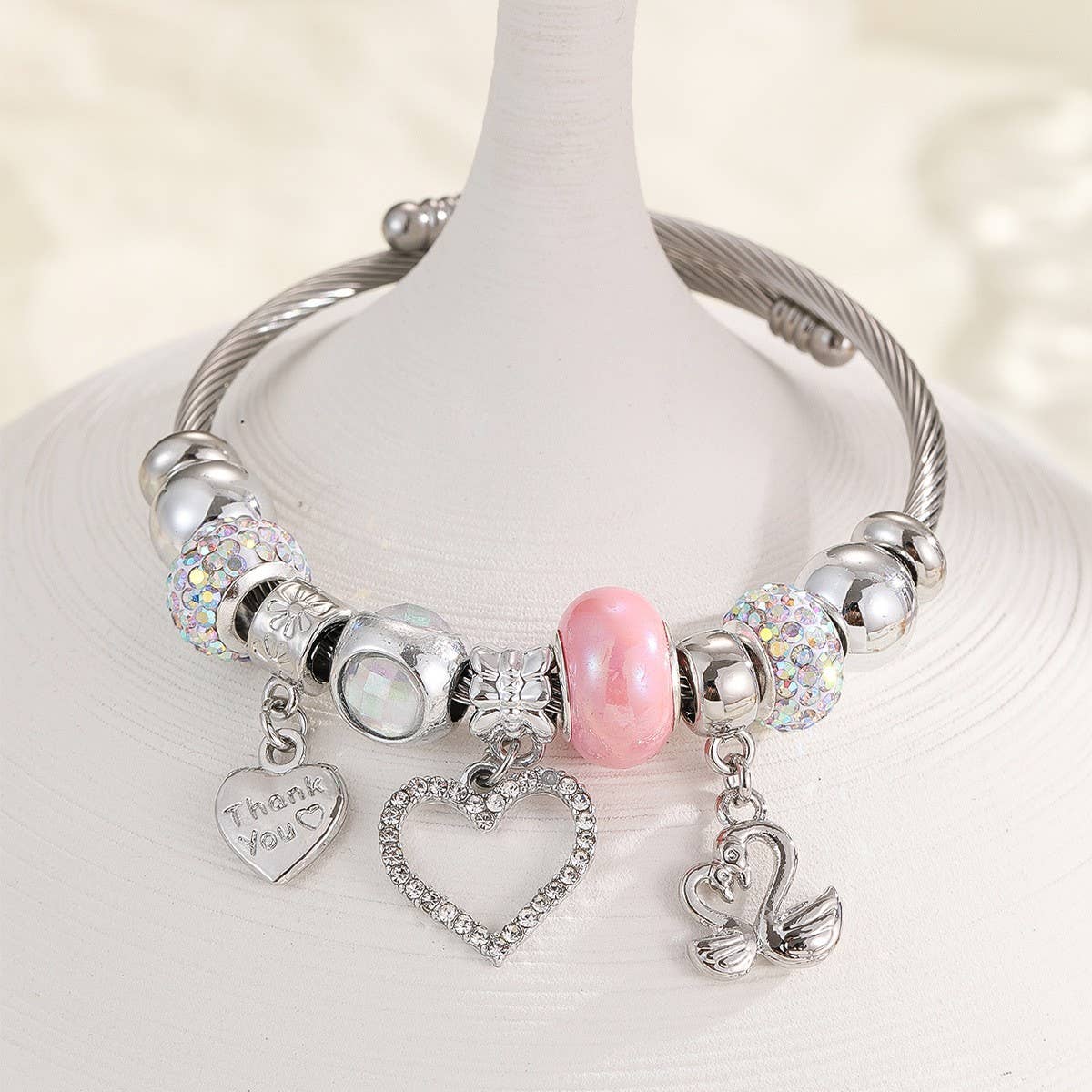DIY Heart Charm Silver Jingle Bracelet