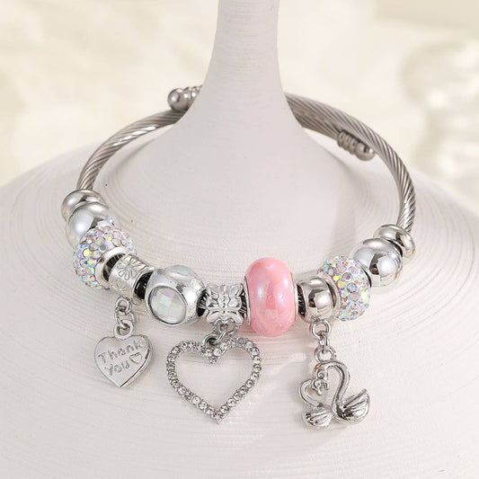 DIY Heart Charm Silver Jingle Bracelet