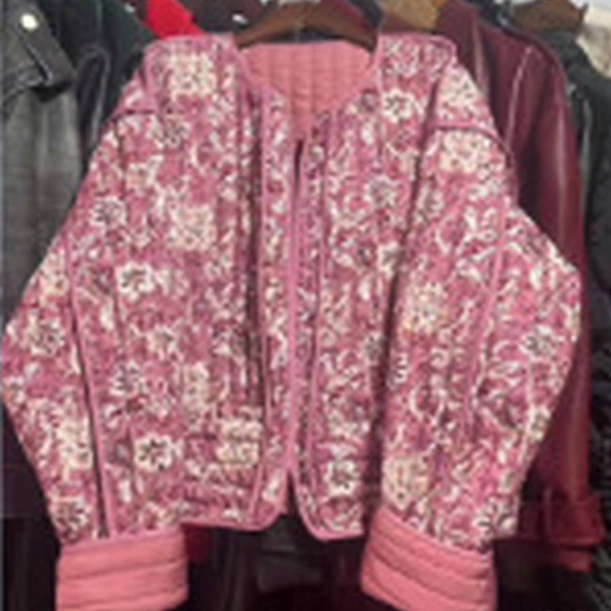 WINE VINTAGE STYLE QUILTED JACKET