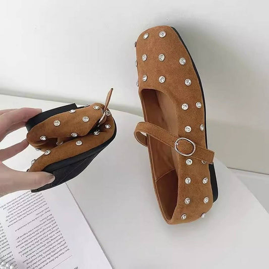 Rhinestone Flat Mary Janes for Work & Style