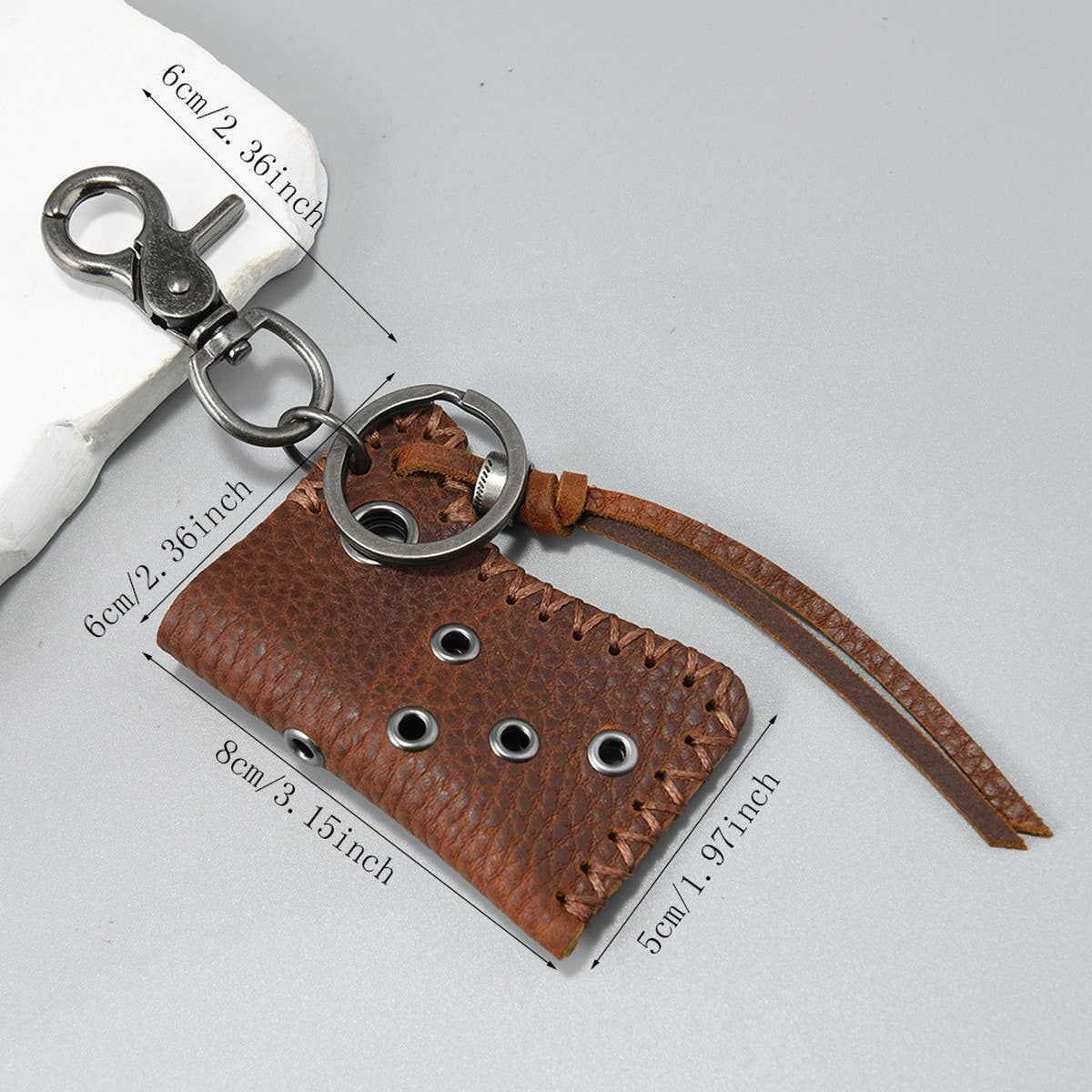VINTAGE COWHIDE LIGHTER CASE KEYCHAIN PENDANT