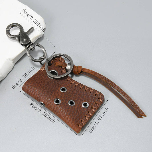 VINTAGE COWHIDE LIGHTER CASE KEYCHAIN PENDANT