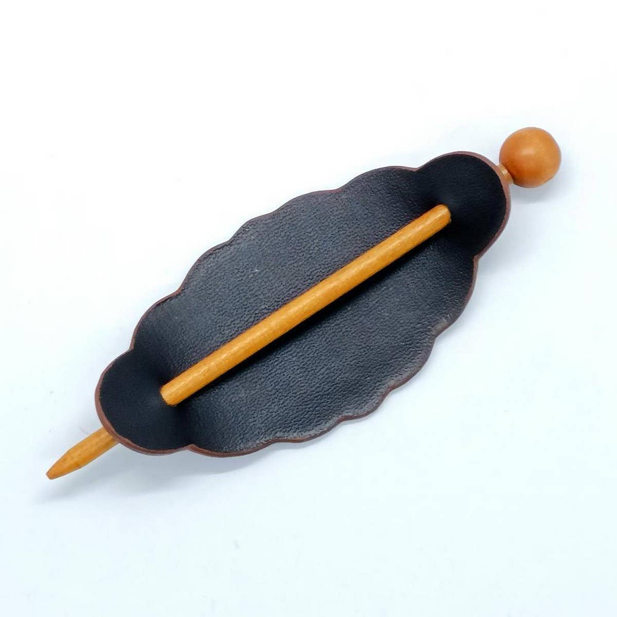 Floral Totem Painted Faux Leather Hair Stick